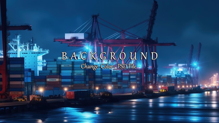PSD terminal à conteneurs dans un port industriel avec des grues image générée par l'ia