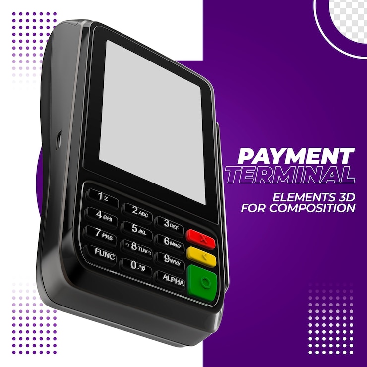 PSD terminal de pagamento com cartão de crédito 3d