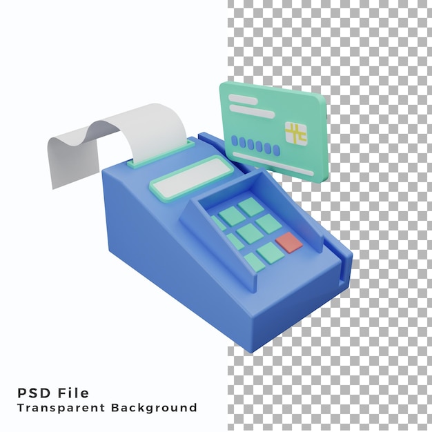 Terminal de pago con tarjeta de crédito 3d lllustration de alta calidad