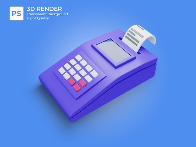 Terminale di pagamento online concetto terminale pos icona transazione di pagamento senza contect rendering 3d