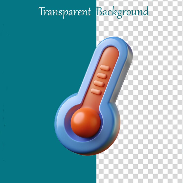 PSD termómetro aislado sobre un fondo transparente
