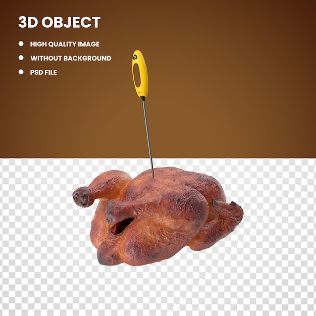 Termómetro de cocina 3d con pavo asado