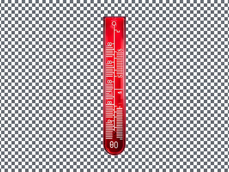 PSD termômetro vermelho de estilo antigo isolado em fundo transparente