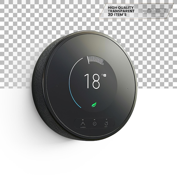 PSD termostato intelligente un termostato che può essere controllato a distanza su uno sfondo trasparente