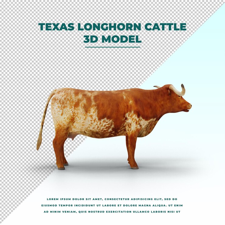 PSD ternak texas longhorn yang terisolasi