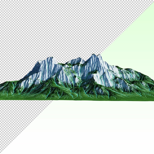 PSD terrain de montagnes vertes et enneigées