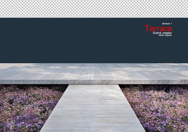 Terrasses en bois agrémentées de jardins fleuris et végétaux