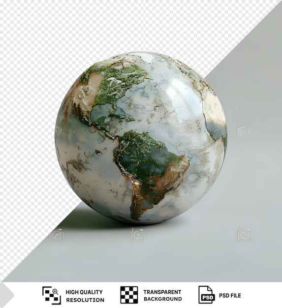 PSD terre mère unique planète terre globe avec une ombre sombre et un œuf brillant au premier plan png psd