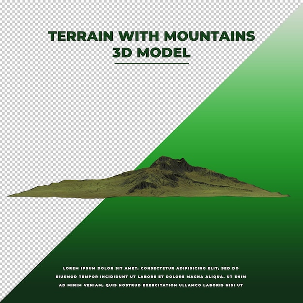 Terreno con modello isolato 3D delle montagne