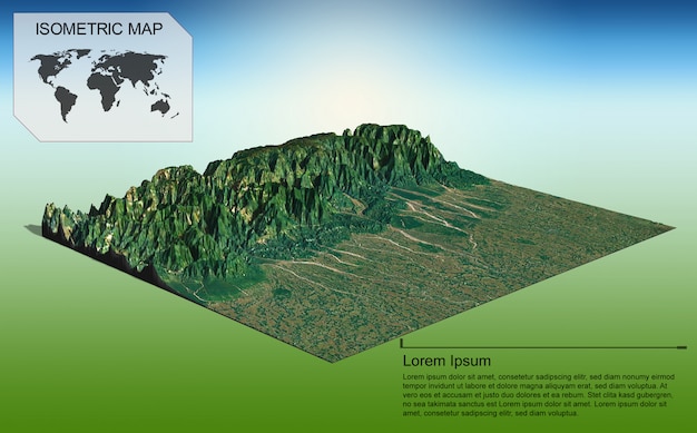 Terreno virtual isométrico para infografías