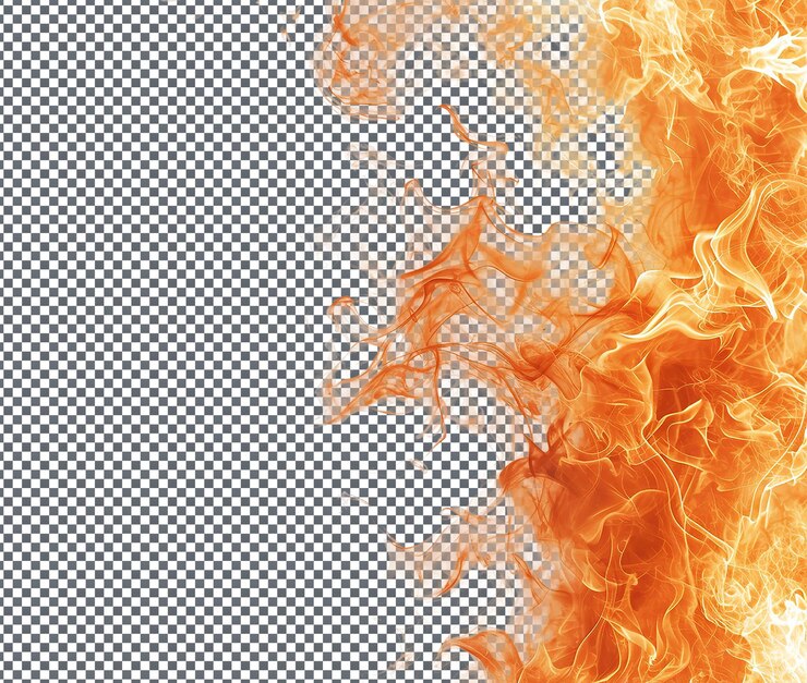 PSD terribles llamas de fuego aisladas sobre un fondo transparente