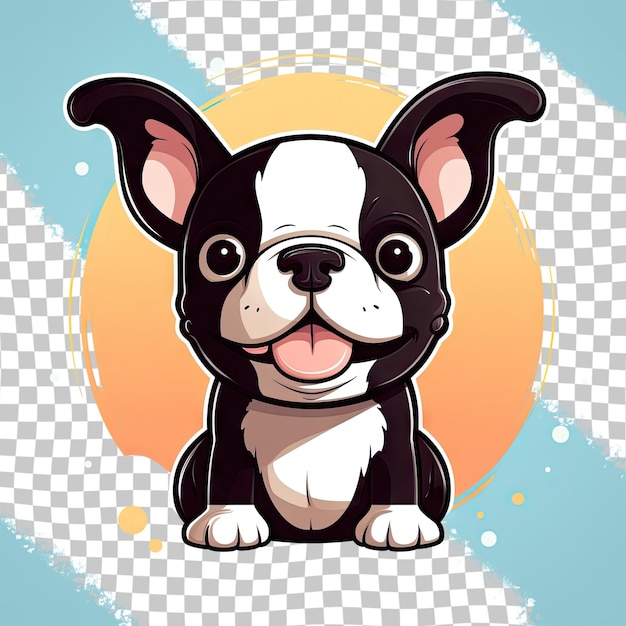 PSD le terrier de boston noir et transparent kawaii