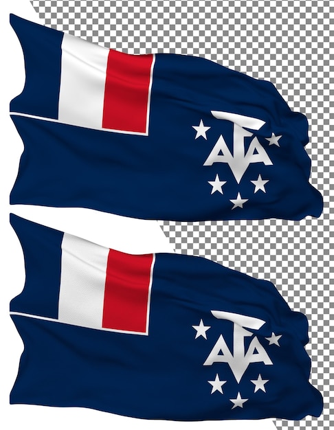 PSD territorios australes y antárticos franceses bandera taaf onda aislada textura de relieve llano representación 3d