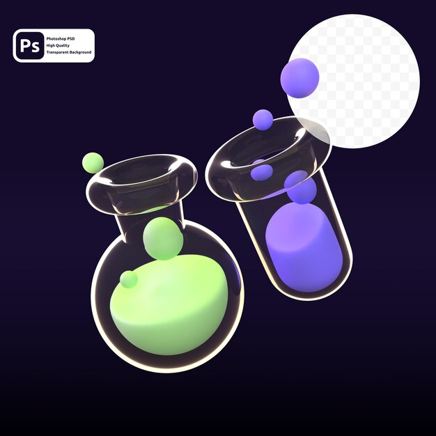 PSD tes tube in 3d-rendering für webpräsentationen mit grafischen assets oder andere