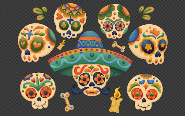 Teschi di zucchero messicani Calaveras Calacas