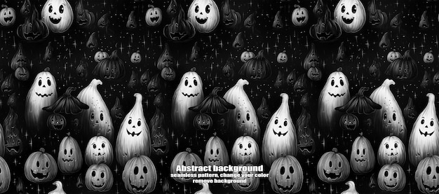 Teschi spettrali e fantasmi scintillanti sullo sfondo di Halloween