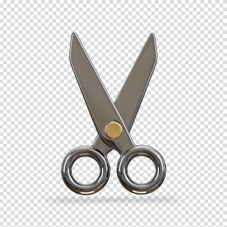 PSD tesouras com alças educação medicina cabeleireiro suprimentos artigos de escritório ícone render 3d