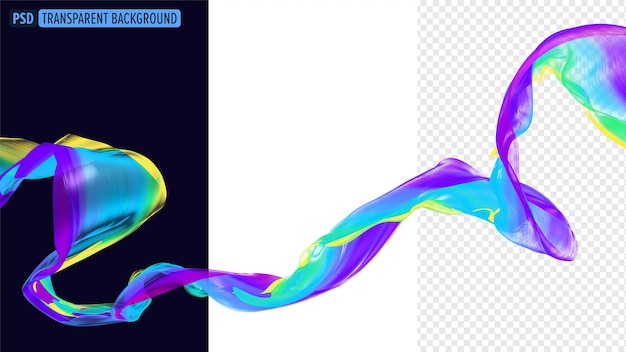 Tessuto Flowing Cloth Wave Waving Multicolor Silk Flying Textile rendering 3d