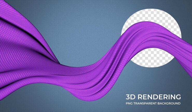 Tessuto ondulato astratto rosa 3d rendering sfondo trasparente