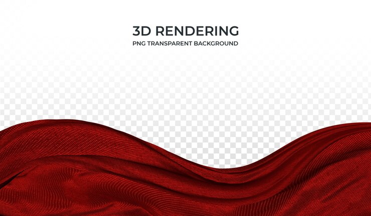 Tessuto rosso ondulato rendering 3d sfondo trasparente