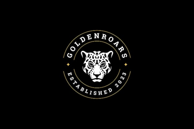 Testa di leopardo forte testa di predatore felino africano modello di design del logo minimalista piatto