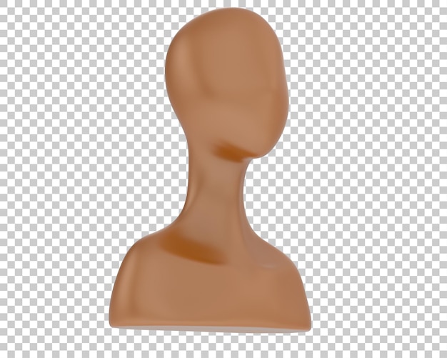 Testa di manichino femminile su sfondo trasparente 3d rendering illustrazione