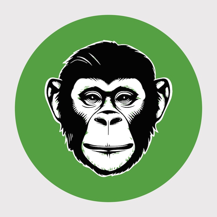 PSD testa di scimmia con illustrazione arrabbiata e divertente logo della testa della scimmia vettore del logo della faccia della scimmietta disegno della maglietta
