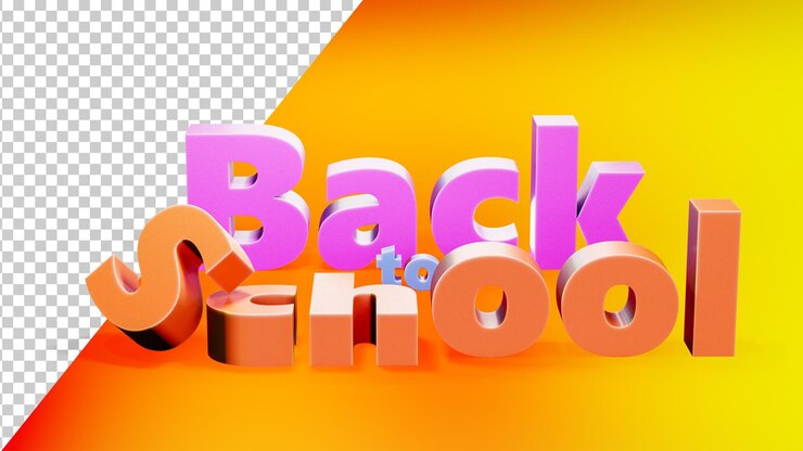 PSD testi del titolo 3d ritorno a scuola testo multicolore ritorno a scuola rendering 3d