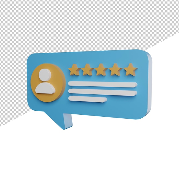 Testimonianza buble chat vista laterale 3d illustrazione rendering icona sfondo trasparente