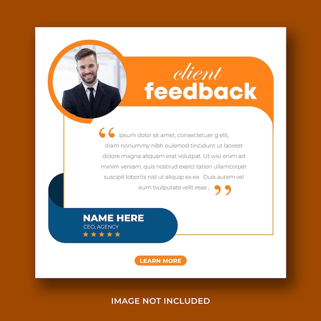 PSD testimonio de comentarios de los clientes publicación de instagram y diseño de banner de redes sociales o volante cuadrado