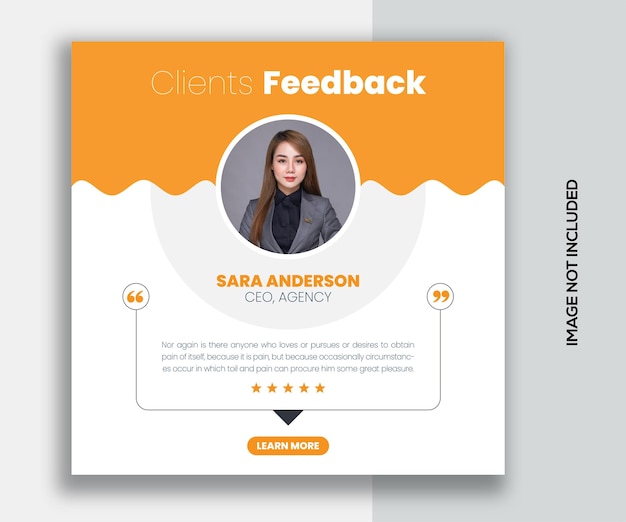 PSD testimonio de retroalimentación del cliente publicación en redes sociales plantilla de diseño de banner web