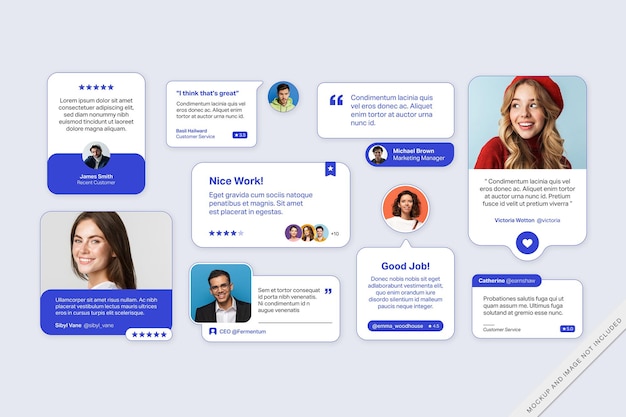 Testimonios Revisión de las citas plantilla en Photoshop PSD