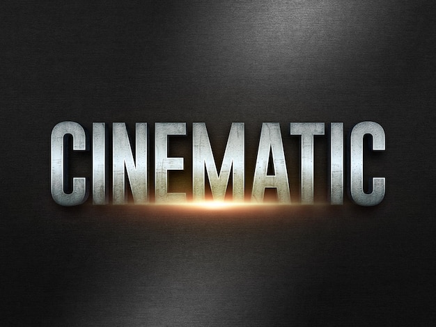 testo cinematografico psd in stile grigio metallico