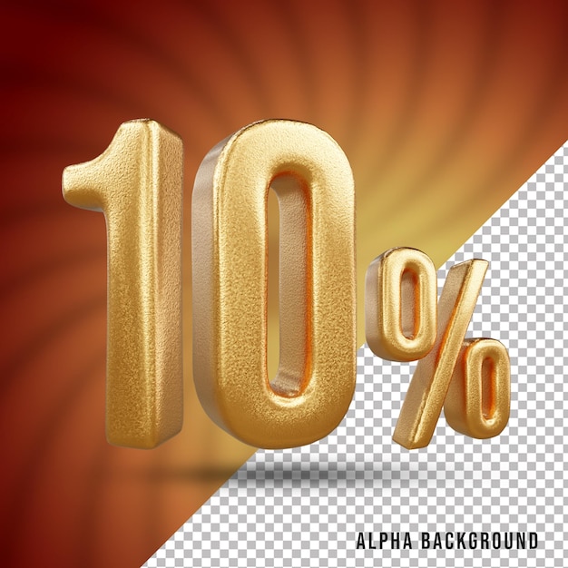 Testo del numero d'oro 3d al 10 percento