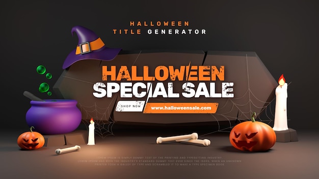 Testo del titolo della promozione di Halloween spettrale carino 3D Effec