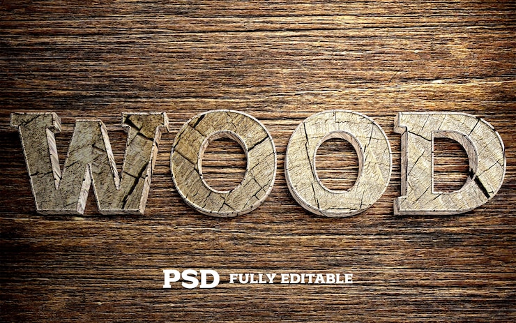 PSD testo in legno 3d psd completamente modificabile