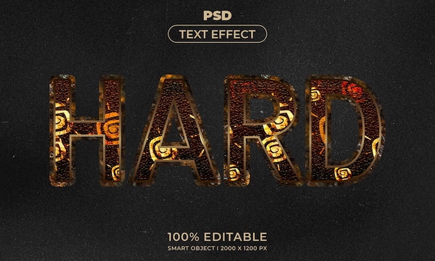 Testo modificabile 3d e mockup in stile effetto logo con sfondo astratto scuro