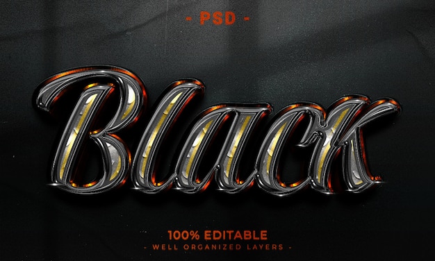 Testo modificabile 3d e mockup in stile effetto logo con sfondo astratto scuro
