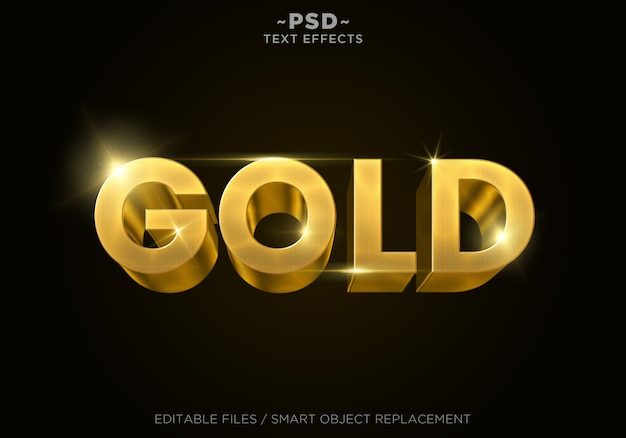Testo modificabile in 3D Gold Style 4 effetti
