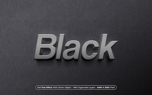 Testo PSD nero con effetto di stile 3D modificabile