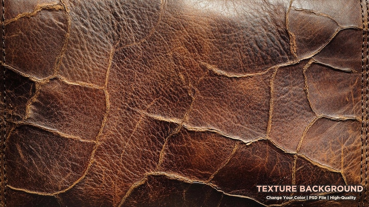 PSD testualità di pelle naturale marrone scuro vecchia pelle vera vintage utile come sfondo