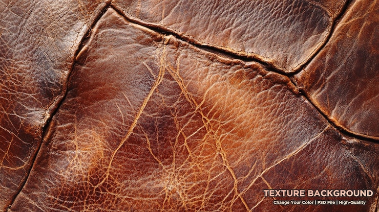 PSD testualità di pelle naturale marrone scuro vecchia pelle vera vintage utile come sfondo