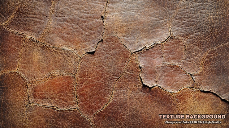 PSD testualità di pelle naturale marrone scuro vecchia pelle vera vintage utile come sfondo