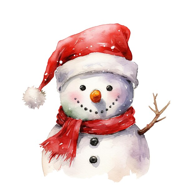 PSD tête de bonhomme de neige pour l'événement de noël aquarelle style ai généré