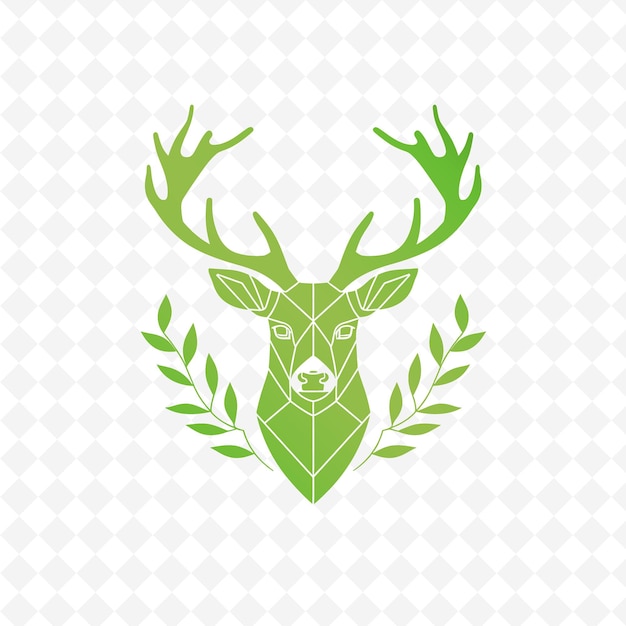 PSD tête de cerf vert sur une couronne verte avec un fond vert