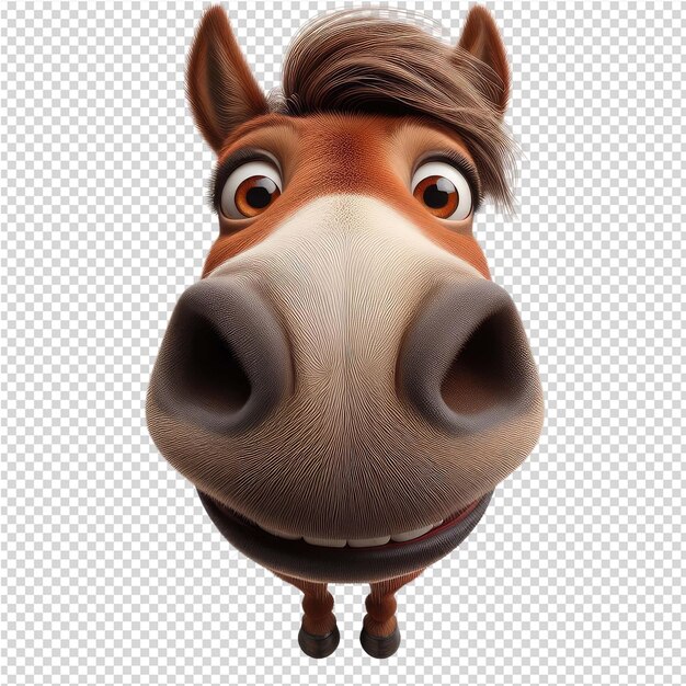 PSD une tête de cheval avec un visage drôle et une image d'un cheval avec une expression surprise