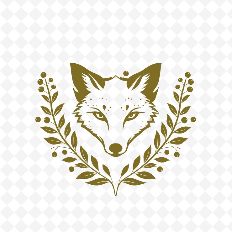 PSD une tête de chien sur une couronne d'or avec les mots renard