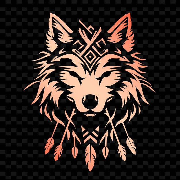 PSD une tête de chien avec un motif tribal dessus