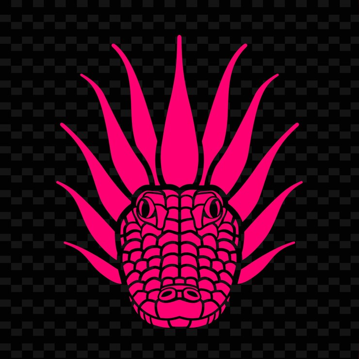 PSD une tête de dragon rose sur un fond rose