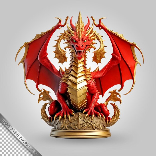 PSD une tête de dragon rouge avec une couronne d'or dessus